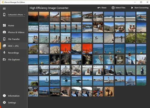 Converting HEIC photos with iDevice Manager